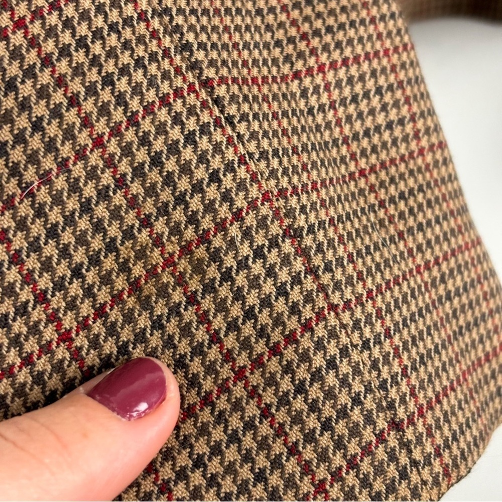 Pendleton Brown Houndstooth Plaid Virgin Wool Lea… - image 8